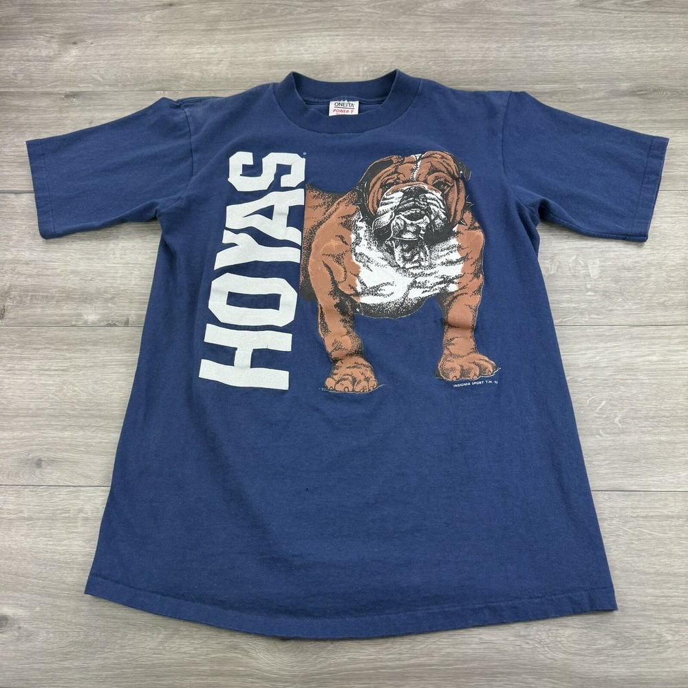 Vintage Georgetown Hoyas T-Shirt Single Stitch L USA 90s Big Print
